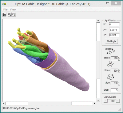 Three dimensional model of a cable created from a single cross-section